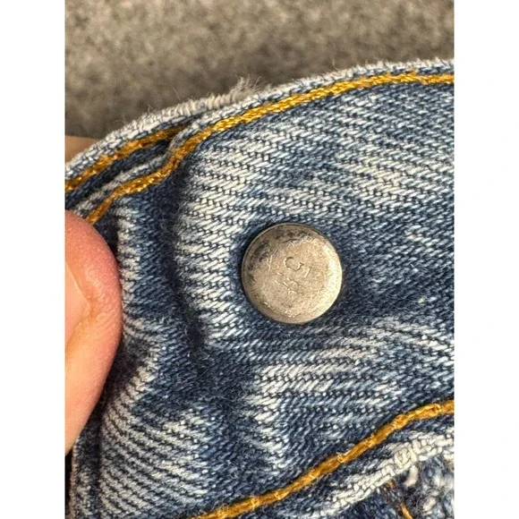 VINTAGE Levis 701 Jeans Womens 26 x 29 Blue Distressed Holes Made USA COOL! - Picture 9 of 14